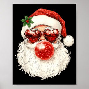 Kerstman Kerst Blaast Bubble Gum En Zonnebril Poster