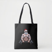 Kerstman Kerst Bodybuilder Gewichtheffen Gym Draagtas (Voorkant)