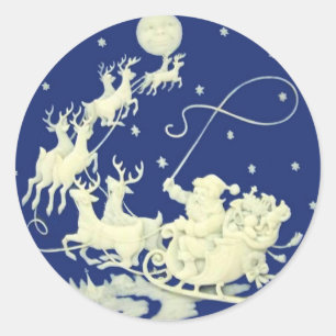 Kerstman Kerst Briefkaart Kunst Ronde Sticker