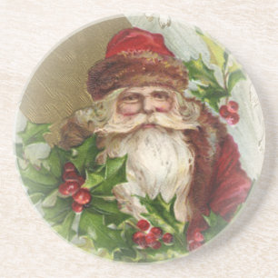 Kerstman Kerst Coasters Oudroze Zandsteen Onderzetter