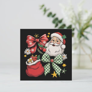 Kerstman Kerst Coquette Vintage Preppy Retro Kerst Feestdagenkaart