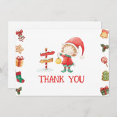 Kerstman Kerst Elf Bedankkaart (Voorkant / Achterkant)