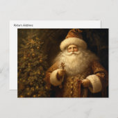 Kerstman Kerst Gouden Ornamenten Dennenboom Briefkaart (Voorkant / Achterkant)