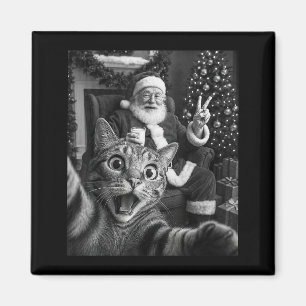 Kerstman Kerst Merry X-mas Grappige Kat Selfie Magneet