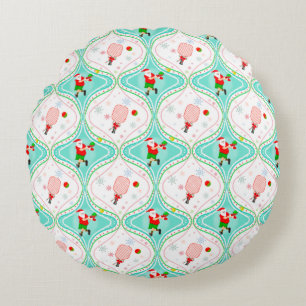 Kerstman Kerst Pickleball Ogee Patroon Rond Kussen