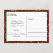  Kerstman Kerst Rood Groen Glitter Feestdagenkaart (Achterkant)