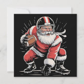 Kerstman Kerst Santa Voetbal Lineman Quarterback  Feestdagenkaart (Voorkant)