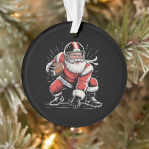 Kerstman Kerst Santa Voetbal Lineman Quarterback Ornament