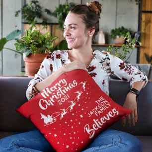 Kerstman Kerst slee reindeer geloven Kussen