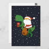 Kerstman Kerst T-rex Dinosauriër slee Feestdagenkaart (Voorkant / Achterkant)