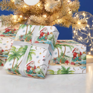 Kerstman Kerst vissen in de zomer Cadeaupapier