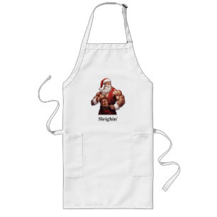 Kerstman Kerst Workout Spieren Gym Lang Schort