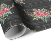 Kerstman: Kerstaker Antlers op hout Cadeaupapier (Rol Hoek)