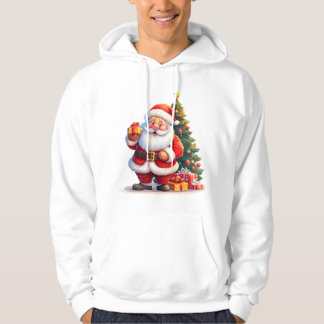Kerstman, Kerstboom en Geschenk Hoodie