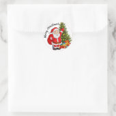 Kerstman Kerstboom & Geschenken Ronde Sticker (Tas)