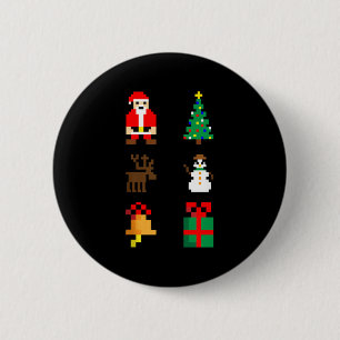 Kerstman Kerstboom Hert Sneeuwman Bel Cadeau Kerst Ronde Button 5,7 Cm