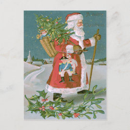 Kerstman Kerstboom mand speelgoed Holly Feestdagenkaart