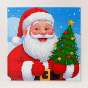 Kerstman Kerstboom Scène Voor Vakantiefun Legpuzzel