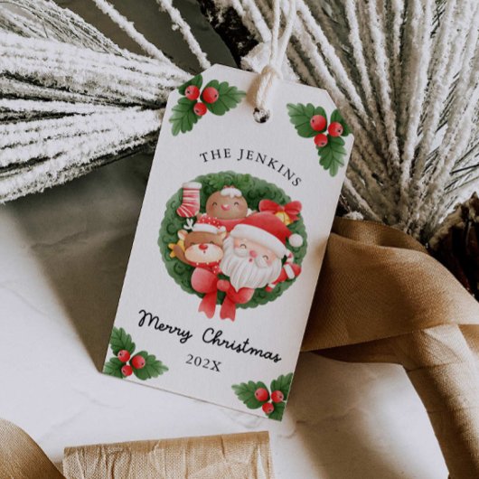 Kerstman kerstcadeau met naam cadeaulabel