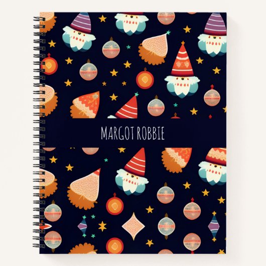 Kerstman Kerstdecoraties Retro Patroon Notitieboek (Voorkant)