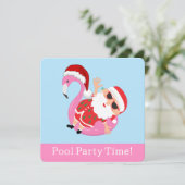 Kerstman kerstfeest in juli zomer zwembadfeestje (Staand voorkant)