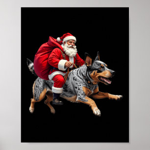 Kerstman Kerstman Australisch Rundvee Hond Kerstmi Poster