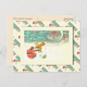 Kerstman, Kerstman en telescoop Feestdagenkaart (Voorkant / Achterkant)