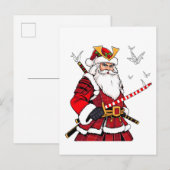 Kerstman Kerstman Japanse kunst Samurai Aankondigingskaart (Voorkant / Achterkant)