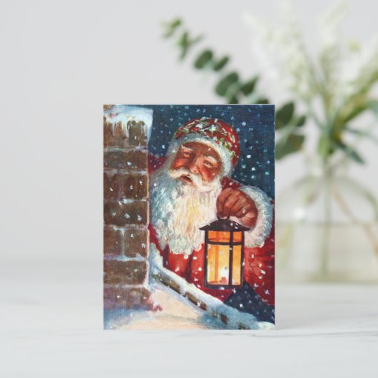  Kerstman Kerstman op het dak Feestdagenkaart (Staand voorkant)