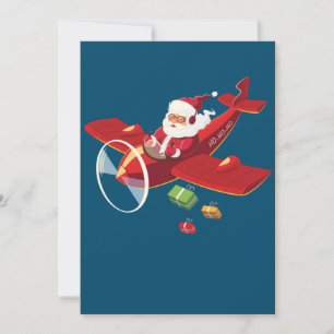 Kerstman Kerstman Piloot Vliegend Vliegtuig Cadeau Kaart