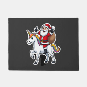 Kerstman Kerstman Ridding Eenhoorn - Kerst Meisjes Deurmat