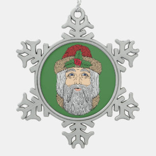 Kerstman/kerstman Tin Sneeuwvlok Ornament