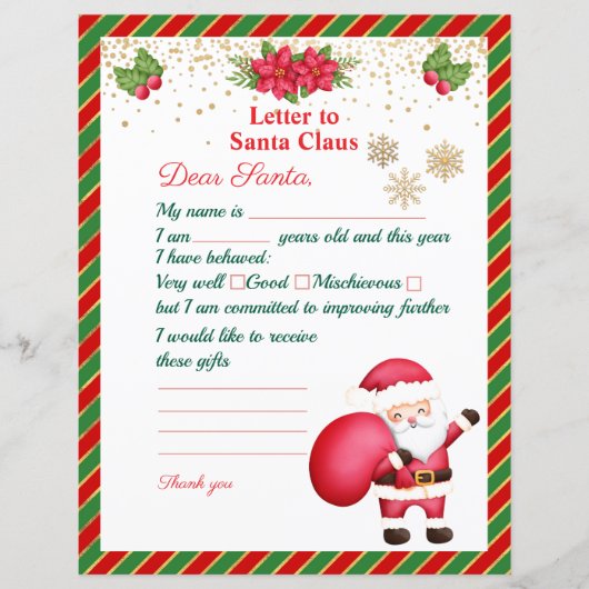 Kerstman Kerstman Verlanglijstje Voor Kinderen (Voorkant)