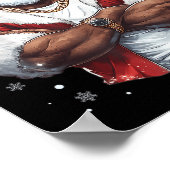 Kerstman Kerstman Xmas Cool Black Afrikaanse Amer Poster (Hoek)