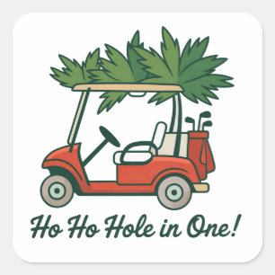 Kerstman Kerstmis Hole In One Golf Golfen Santa  Vierkante Sticker