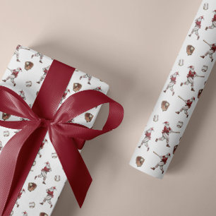 Kerstman Kerstmis honkbal Cadeaupapier