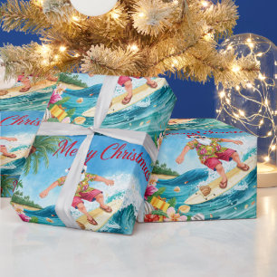 Kerstman Kerstmis in juli bij de strand surfer Cadeaupapier