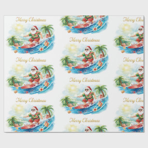 Kerstman Kerstmis in juli bij de strand surfer Cadeaupapier