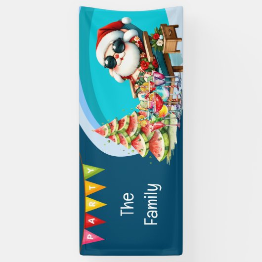 Kerstman Kerstmis in juli Pool Party Banner (Verticaal)