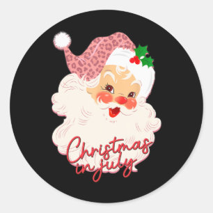 Kerstman Kerstmis in juli Roze zomer vintage Ronde Sticker