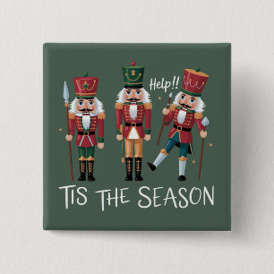 Kerstman Kerstmis is het seizoen Groeps Kerstmis  Vierkante Button 5,1 Cm