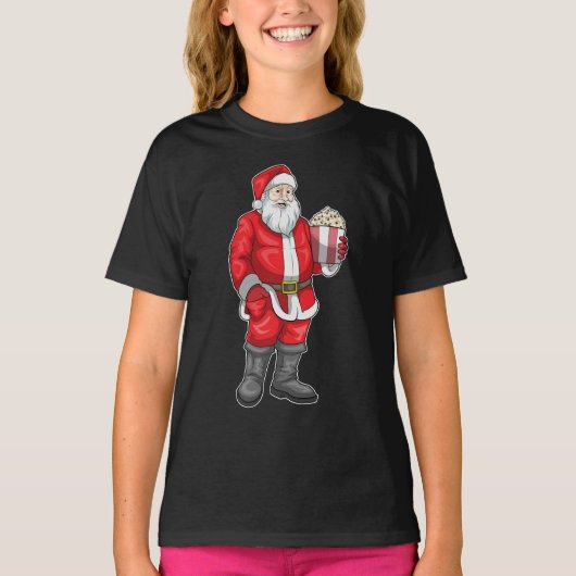 Kerstman Kerstmis Popcorn T-shirt (Voorkant)