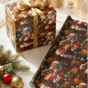Kerstman Kerstmis Vintage Cadeaupapier