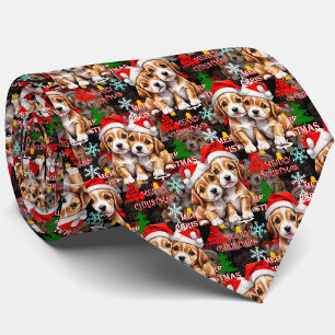 Kerstman Kerstmuts Hond Puppy Ontwerp - Zwart Stropdas