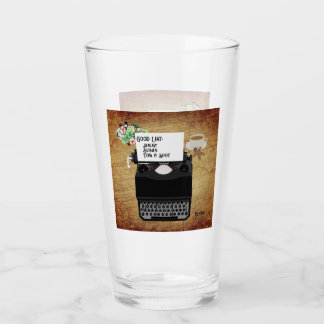 Kerstman, kerstschrijfmachine met Goede Lijst voo Glas