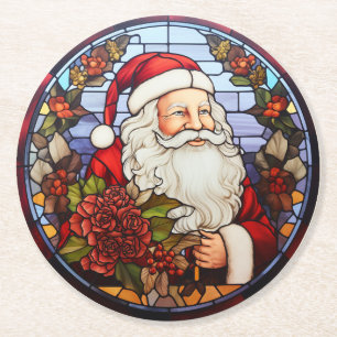 Kerstman Kerstset van 6 Ronde Kartonnen Onderzetter