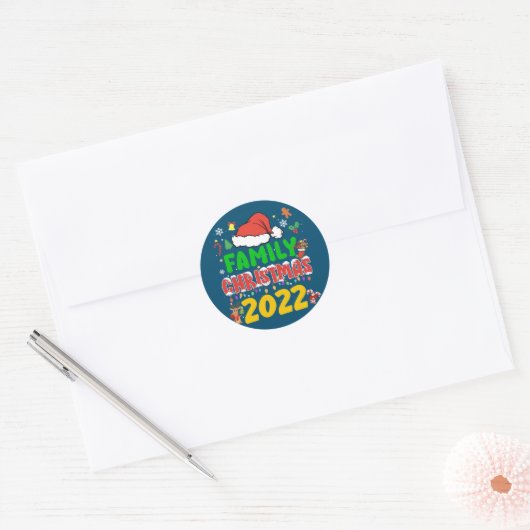 Kerstman kerstteam 2022, Santa Elf Squa Ronde Sticker (Envelop)