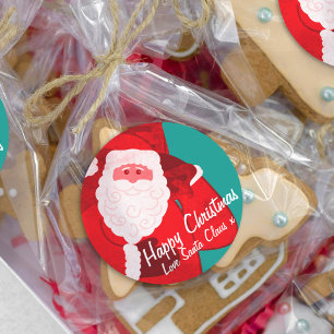 Kerstman Kerstvakantie snoep cadeau blik Ronde Sticker