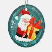 Kerstman Kerstversiering - Ho Ho Gift Keramisch Ornament (Links)