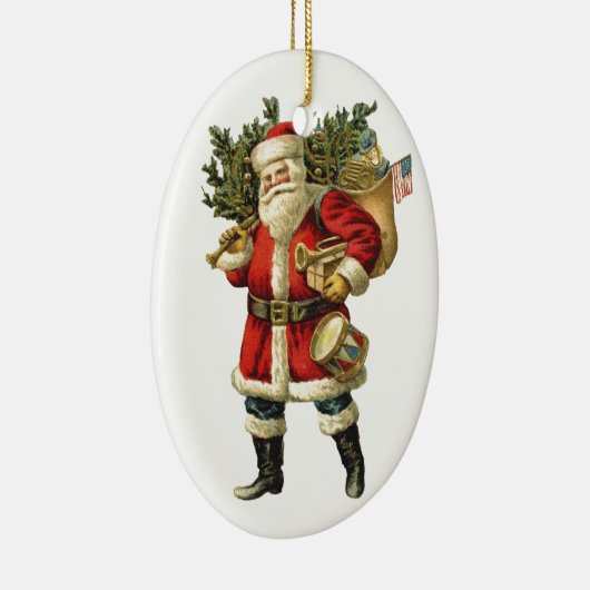 Kerstman Kerstversiering Naam toevoegen Keramisch Ornament (Rechts)